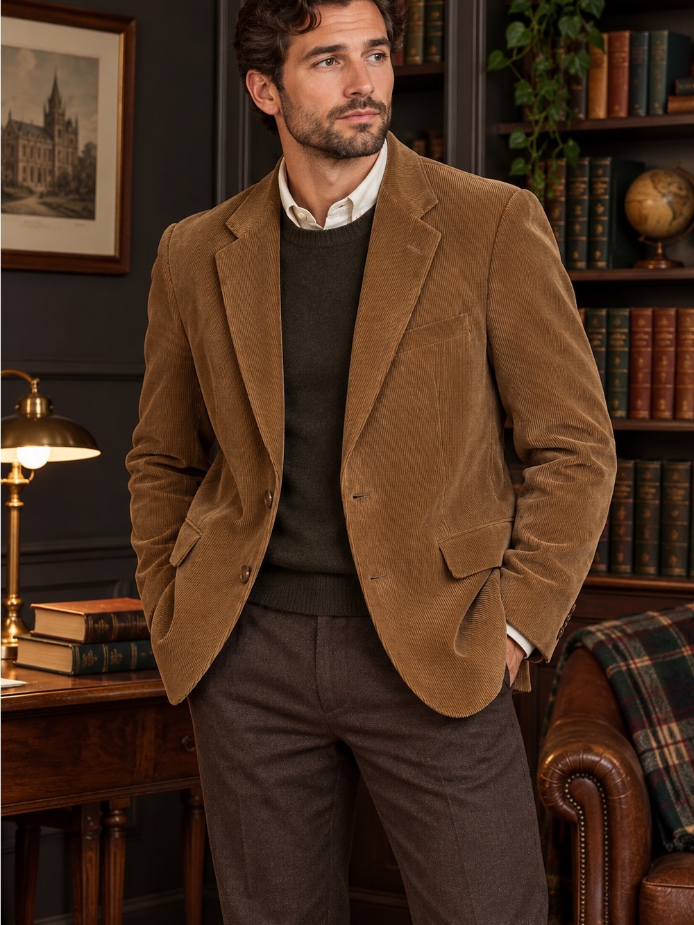 Alan Flusser 46R XL Brown Corduroy Dark Academia Classic Blazer